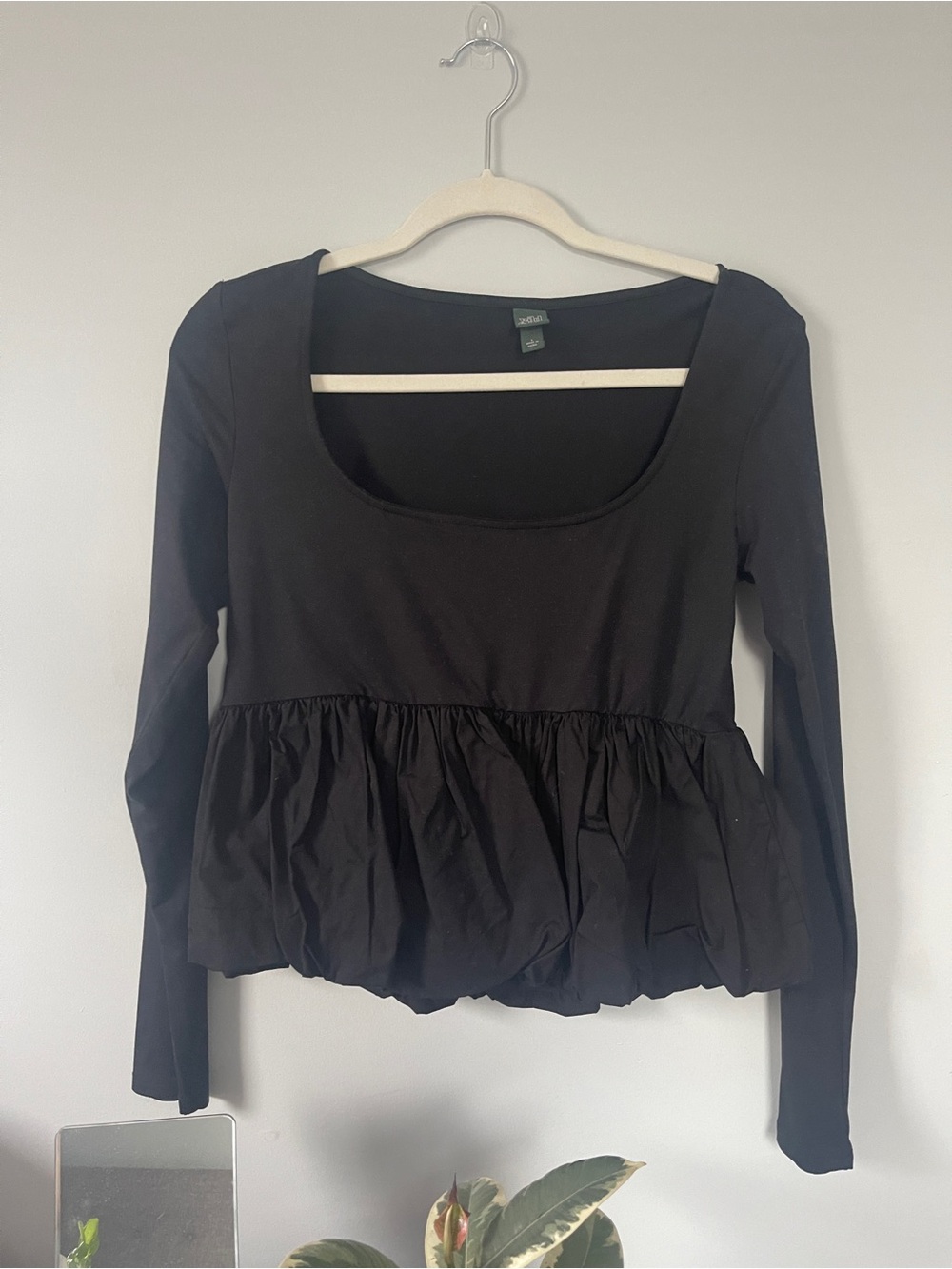 wild fable Black Long Sleeve Peplum Top